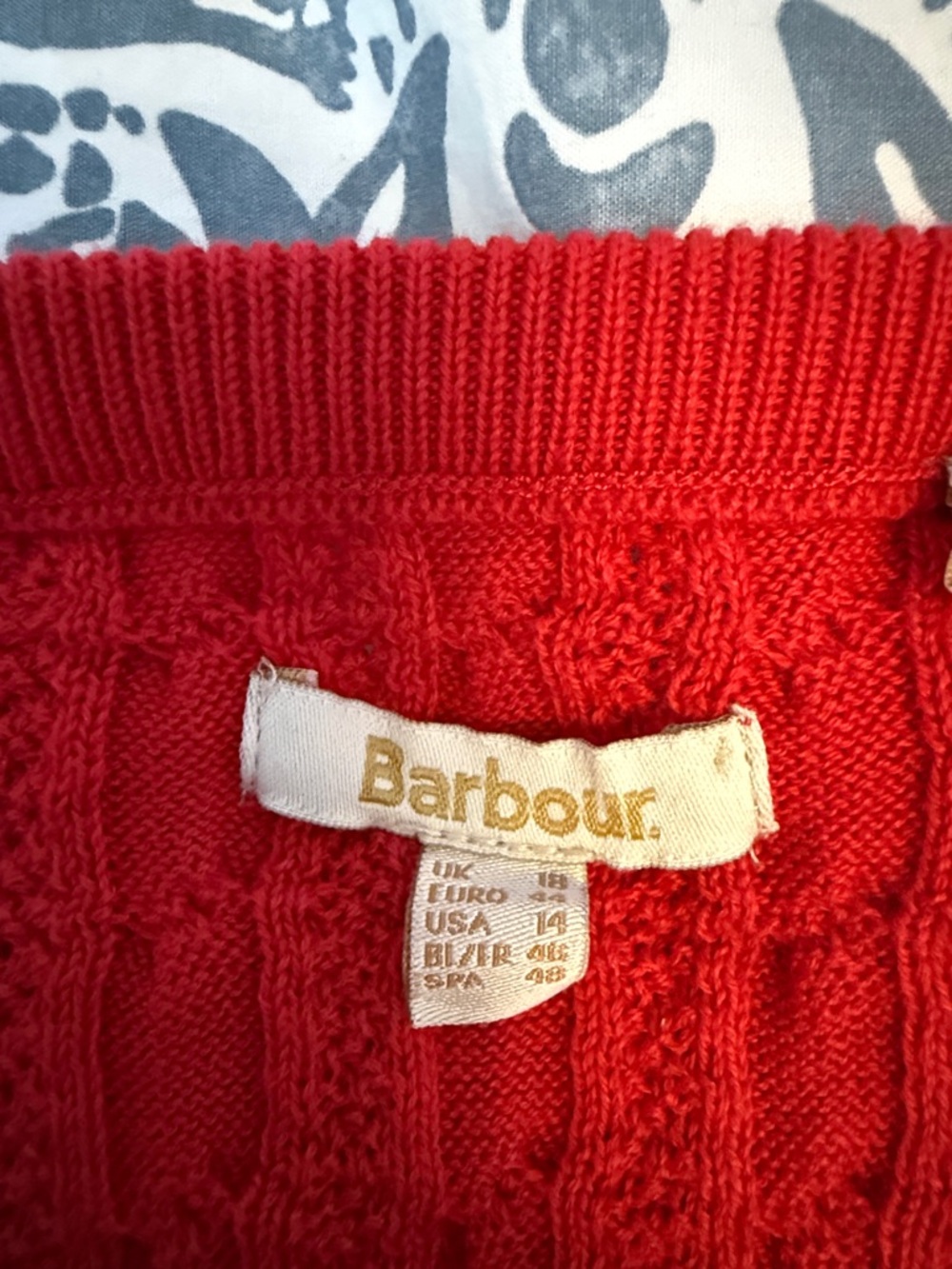 Barbour Red Cable-Knit Crewneck Sweater sz 14 Prudhoe style - Picture 2 of 5